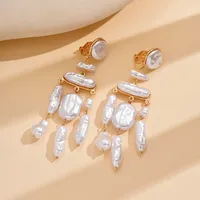 1 Pair Elegant Streetwear Geometric Irregular Imitation Pearl Alloy Rhinestones Drop Earrings sku image 6