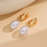 1 Pair Elegant Streetwear Geometric Irregular Imitation Pearl Alloy Rhinestones Drop Earrings sku image 2
