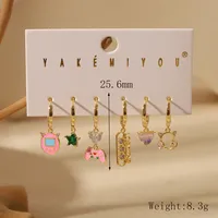 1 Set Yakemiyou Simple Style Commute Nostalgic Video Game Enamel Inlay Copper Zircon 14K Gold Plated Drop Earrings main image 2