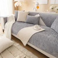 Winter New Plush Sofa Cushion Modern Simple Non-slip Solid Color Corduroy Striped Sofa Cushion Towel Wholesale main image 1