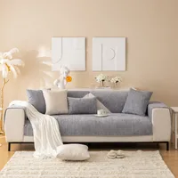 Winter New Plush Sofa Cushion Modern Simple Non-slip Solid Color Corduroy Striped Sofa Cushion Towel Wholesale main image 2