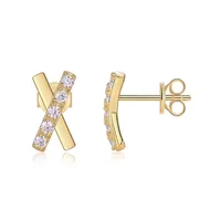 1 Pair 925 Sterling Silver Moissanite GRA Certificate Geometric Ear Studs main image 1