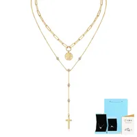 925 Sterling Silver Moissanite Inlay Geometric GRA Certificate Double Layer Necklaces sku image 2