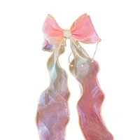 Super Fairy Pearl Bow Headwear Children's Hair Ribbon Tassel Ribbon Hairpin Hairband Women's Hair Tie Summer Hairpin main image 5