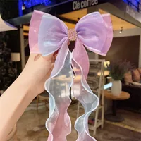 Super Fairy Pearl Bow Headwear Children's Hair Ribbon Tassel Ribbon Hairpin Hairband Women's Hair Tie Summer Hairpin sku image 2
