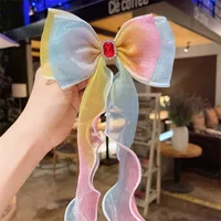 Super Fairy Pearl Bow Headwear Children's Hair Ribbon Tassel Ribbon Hairpin Hairband Women's Hair Tie Summer Hairpin sku image 4