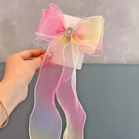 Super Fairy Pearl Bow Headwear Children's Hair Ribbon Tassel Ribbon Hairpin Hairband Women's Hair Tie Summer Hairpin sku image 5
