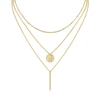 925 Sterling Silver Moissanite Inlay Geometric GRA Certificate Three Layer Necklace main image 1
