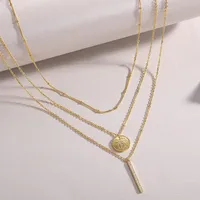 925 Sterling Silver Moissanite Inlay Geometric GRA Certificate Three Layer Necklace main image 3