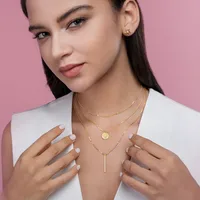 925 Sterling Silver Moissanite Inlay Geometric GRA Certificate Three Layer Necklace main image 4