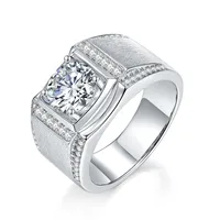 925 Sterling Silver Moissanite Geometric Rings GRA Certificate main image 1