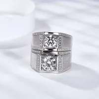 925 Sterling Silver Moissanite Geometric Rings GRA Certificate main image 3