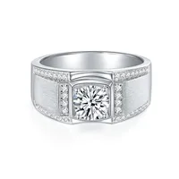 925 Sterling Silver Moissanite Geometric Rings GRA Certificate main image 5