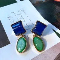 1 Pair Vintage Style Classic Style Geometric Inlay Alloy Resin Drop Earrings main image 8