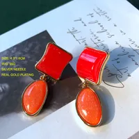 1 Pair Vintage Style Classic Style Geometric Inlay Alloy Resin Drop Earrings main image 3