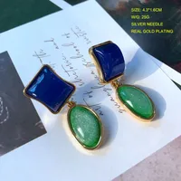 1 Pair Vintage Style Classic Style Geometric Inlay Alloy Resin Drop Earrings main image 5