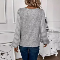 Women's T-shirt Long Sleeve Sweaters & Cardigans Patchwork Pleated Casual Solid Color main image 5