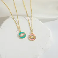 Copper 14K Gold Plated Inlay Devil's Eye Zircon Pendant Necklace main image 5