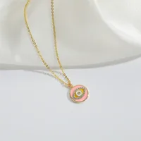 Copper 14K Gold Plated Inlay Devil's Eye Zircon Pendant Necklace sku image 2