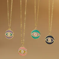 Copper 14K Gold Plated Inlay Devil's Eye Zircon Pendant Necklace main image 1