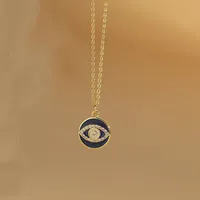 Copper 14K Gold Plated Inlay Devil's Eye Zircon Pendant Necklace sku image 1