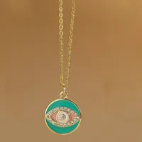 Copper 14K Gold Plated Inlay Devil's Eye Zircon Pendant Necklace sku image 3