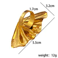 Wholesale Jewelry Casual Retro Marine Style Maple Leaf 304 Stainless Steel 18K Gold Plated Plating Open Rings main image 2