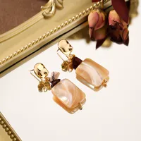 1 Pair Elegant Geometric Inlay Alloy Natural Stone Drop Earrings main image 5