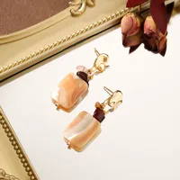 1 Pair Elegant Geometric Inlay Alloy Natural Stone Drop Earrings main image 6