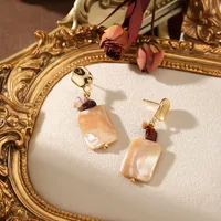 1 Pair Elegant Geometric Inlay Alloy Natural Stone Drop Earrings main image 3