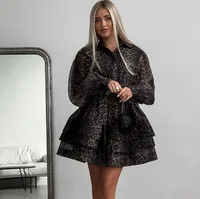 Women's Chiffon Dress Streetwear Turndown Printing Long Sleeve Leopard Above Knee Casual Holiday main image 5