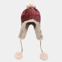 Women's IG Style Cute Color Block Eaveless Trapper Hat main image 4
