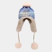 Women's IG Style Cute Color Block Eaveless Trapper Hat sku image 3