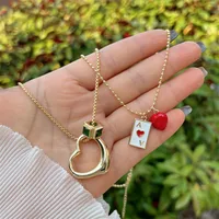 Copper 18K Gold Plated Inlay Poker Heart Shape Zircon Pendant Necklace main image 1
