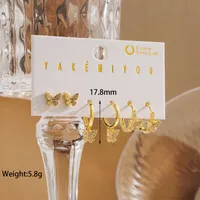 1 Set Yakemiyou Modern Style Solid Color Butterfly Copper Artificial Pearls Zircon 14K Gold Plated Earrings main image 3