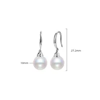 1 Pair White Gold Plated 925 Sterling Silver Pearl Geometric Drop Earrings main image 2