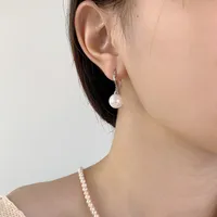 1 Pair White Gold Plated 925 Sterling Silver Pearl Geometric Drop Earrings main image 3