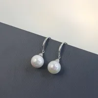 1 Pair White Gold Plated 925 Sterling Silver Pearl Geometric Drop Earrings main image 1