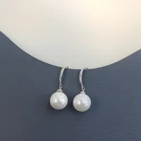1 Pair White Gold Plated 925 Sterling Silver Pearl Geometric Drop Earrings main image 4