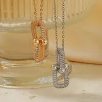 Wholesale Jewelry Elegant Cute Shiny Geometric 304 Stainless Steel Copper Zircon K Gold Plated Rhodium Plated Inlay Pendant Necklace main image 4