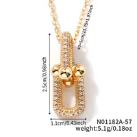Wholesale Jewelry Elegant Cute Shiny Geometric 304 Stainless Steel Copper Zircon K Gold Plated Rhodium Plated Inlay Pendant Necklace sku image 1