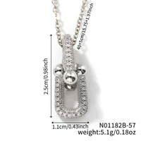 Wholesale Jewelry Elegant Cute Shiny Geometric 304 Stainless Steel Copper Zircon K Gold Plated Rhodium Plated Inlay Pendant Necklace sku image 2