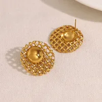 1 Pair IG Style French Style Commute Geometric Polishing 304 Stainless Steel 18K Gold Plated Ear Studs main image 3