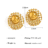 1 Pair IG Style French Style Commute Geometric Polishing 304 Stainless Steel 18K Gold Plated Ear Studs sku image 1