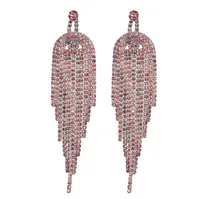 1 Pair Wedding Shiny Geometric Rhinestone Copper Drop Earrings main image 4