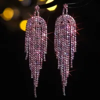 1 Pair Wedding Shiny Geometric Rhinestone Copper Drop Earrings main image 3