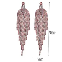 1 Pair Wedding Shiny Geometric Rhinestone Copper Drop Earrings main image 2