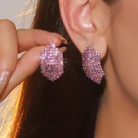 1 Pair Wedding Shiny Geometric Rhinestone Copper Drop Earrings sku image 5