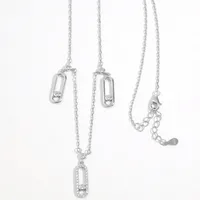 Sterling Silver Plated Zircon Inlay Geometric Pendant Necklace main image 5