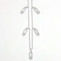 Sterling Silver Plated Zircon Inlay Geometric Pendant Necklace main image 4